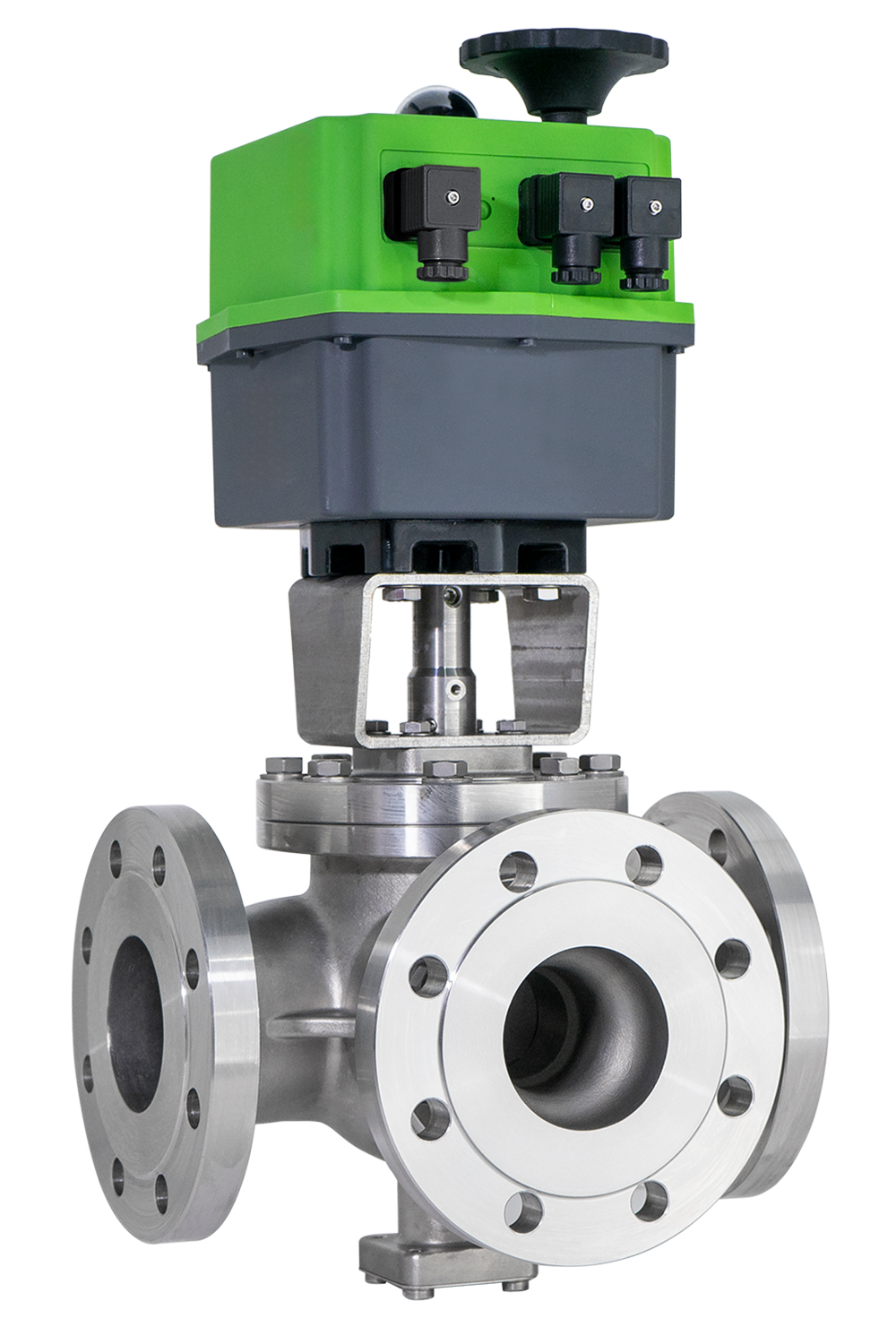 Three-way ball sector valve from Schubert & Salzer now with electric actuator